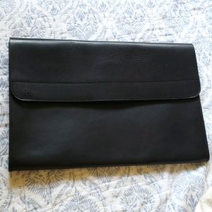 Hopper black leather portfolio with dustbag and tags